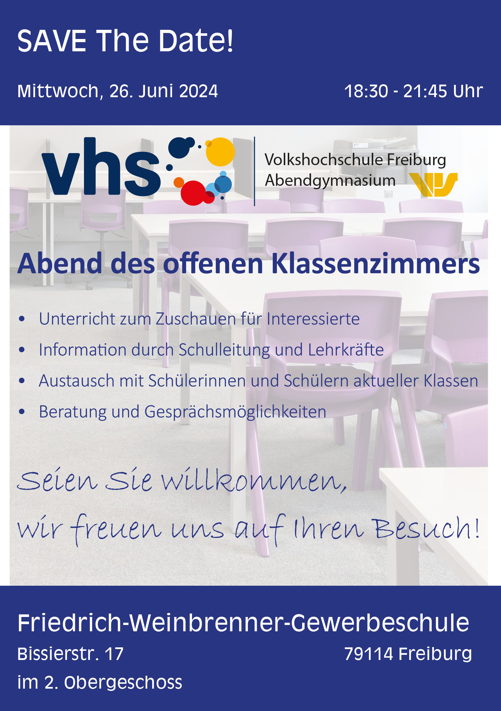 Bild: Tag der offenen Tür im Abendgymnasiums der VHS Freiburg